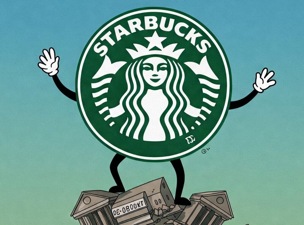 Illustration representing Starbucks' prepaid gift card ecosystem and stored-value scale