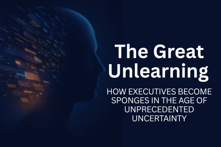 Illustration representing executives adopting a continuous-learning sponge mindset amid uncertainty