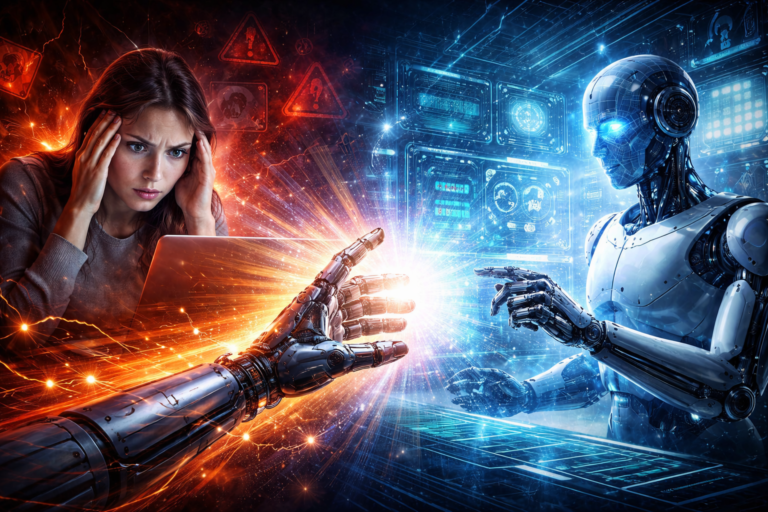 Illustration representing executives moving from AI fear to piloting practical AI use cases