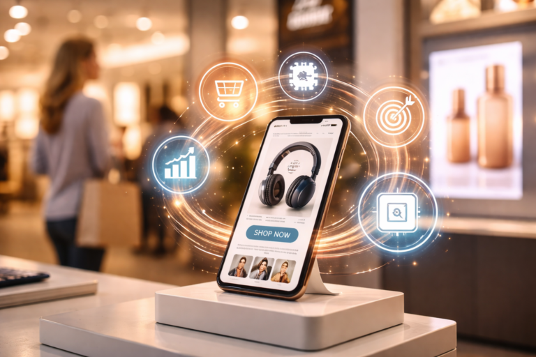 Illustration representing retail media optimization outrunning consumer trust in the age of AI