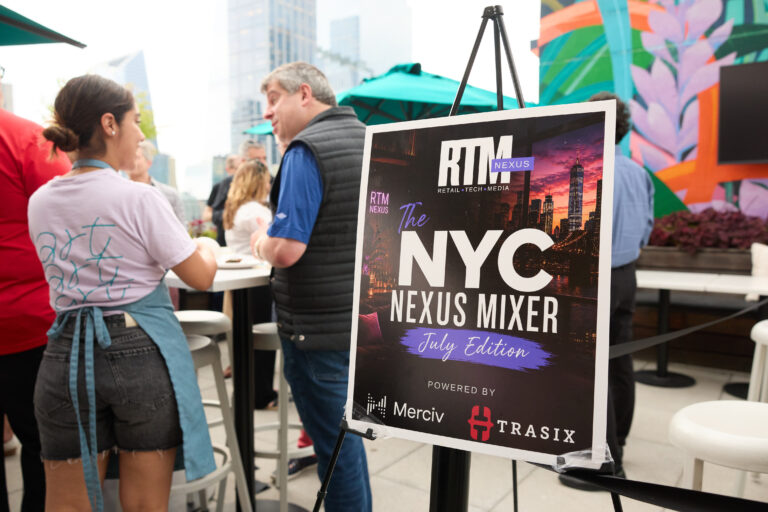Photo from the RTM Nexus July mixer featuring sponsors Merciv and Trasix